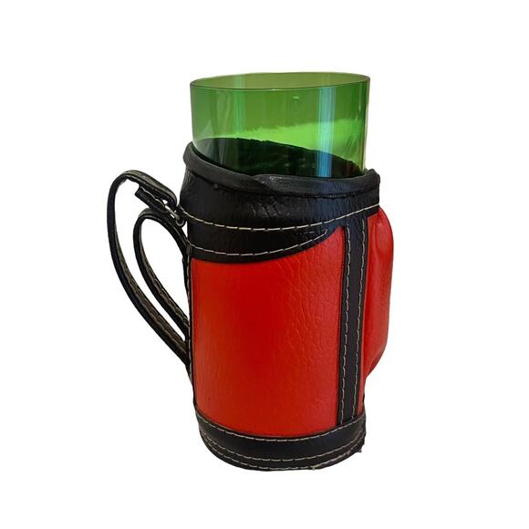 (1) Drinking Glass in Golf Bag Holder Barware Kitschy Country Club 1970s Vintage - Picture 3 of 6